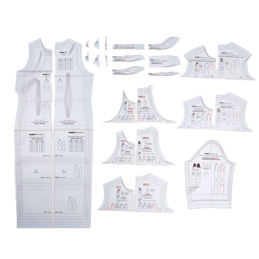 DIHAN Woman's Cheongsam  All SET Multi Size Plastic Basic Pattern Block Chi-Pao Making Ruler Sewing Ruler Quilting Rulers Garment Ruler Cutting Ruler