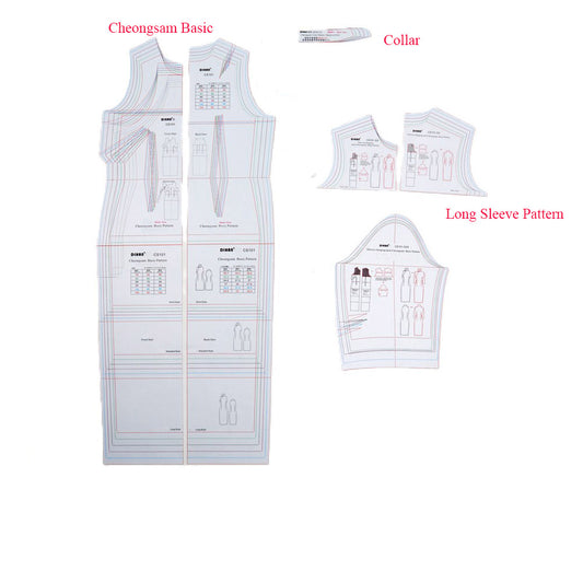 DIHAN Woman's Cheongsam Clothes+Sleeves+Collars Multi Size Plastic Basic Pattern Block Chi-Pao Making Ruler Sewing Ruler Quilting Rulers Garment Ruler Cutting Ruler