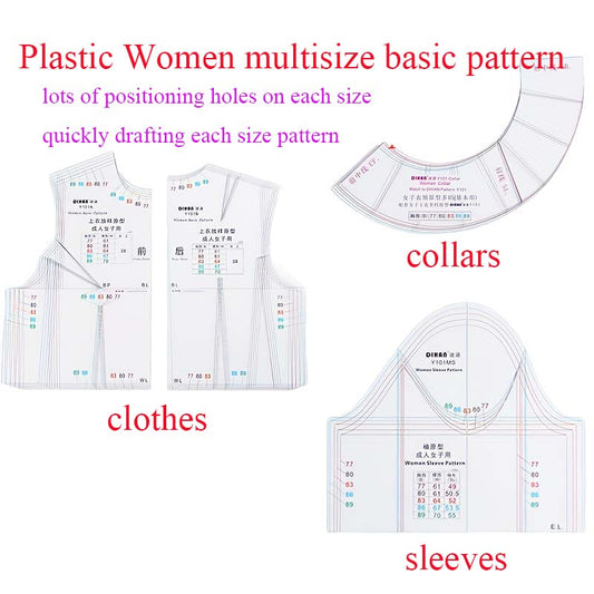 DIHAN Women's  Multisize Plastic Garment Pattern Prototype Y101SET  Template Sewing Ruler Quilting Ruler Curve Ruler Tailor Ruler