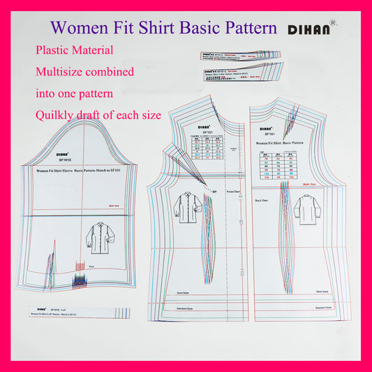 DIHAN  Woman's Fit Shirt SET Multi Size Plastic Basic Pattern Block SF101SET  Making Ruler Sewing Ruler Quilting Rulers Garment Ruler Cutting Ruler