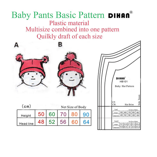 DIHAN HB101 Baby's Hats Multi Size Garment Pattern Plastic Block Making Ruler Sewing Ruler Quilting Rulers Garment Ruler Cutting Ruler